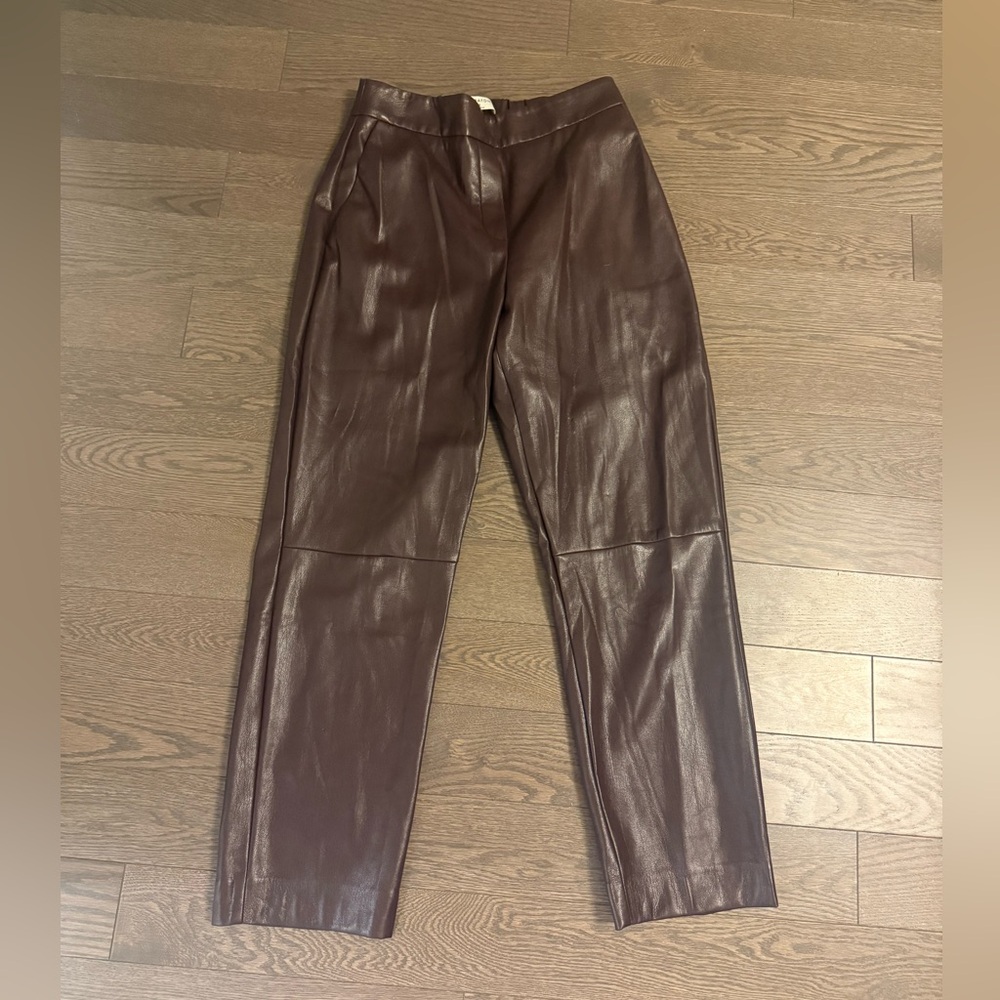 Babaton Women's Deep Burgundy Leather pants